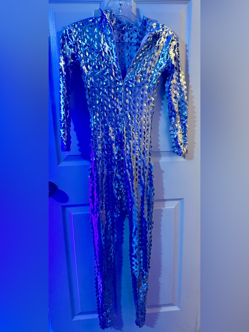 Laser Cut Metallic Catsuit Silver